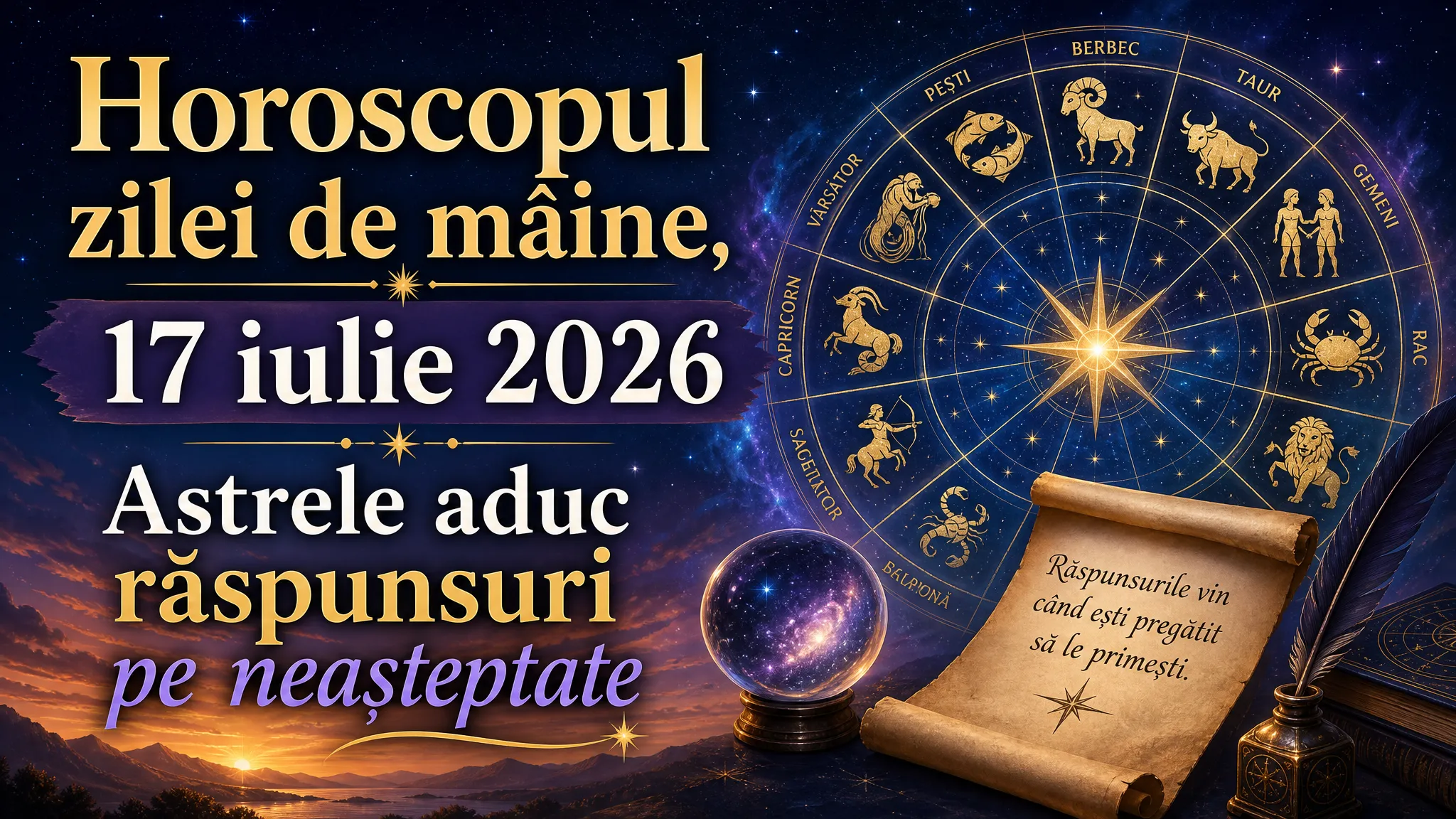Horoscopul zilei de mâine, 17 iulie 2026. Astrele aduc răspunsuri pe neașteptate