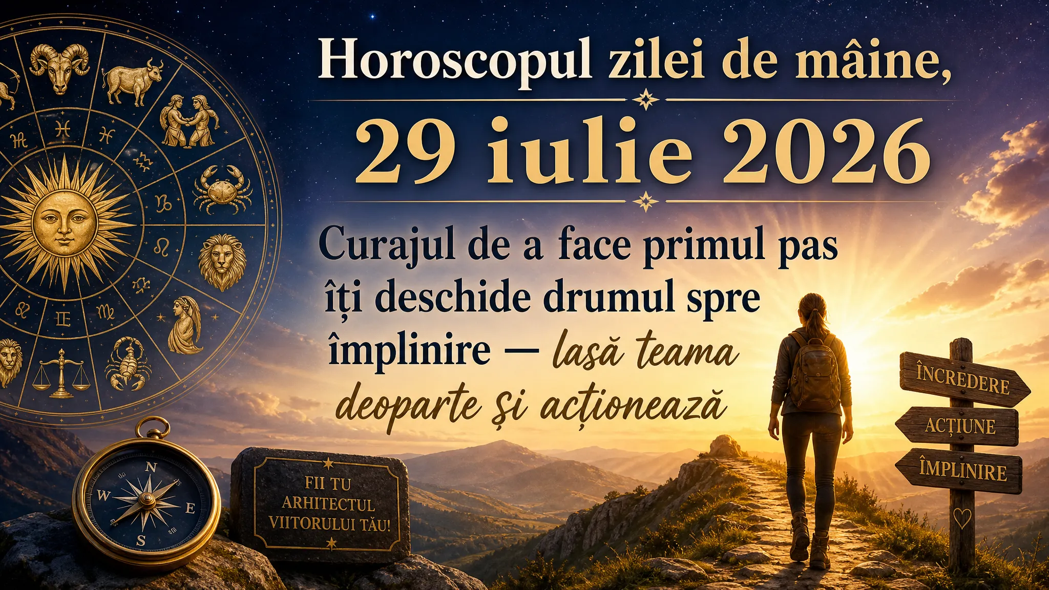 Horoscopul zilei de mâine, 29 iulie 2026. Curajul de a face primul pas îți deschide drumul spre împlinire — lasă teama deoparte și acționează
