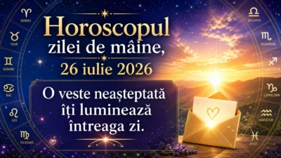 Horoscopul zilei de mâine, 26 iulie 2026. O veste neașteptată îți luminează întreaga zi