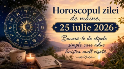 Horoscopul zilei de mâine, 25 iulie 2026. Bucură-te de clipele simple care aduc liniștea mult visată