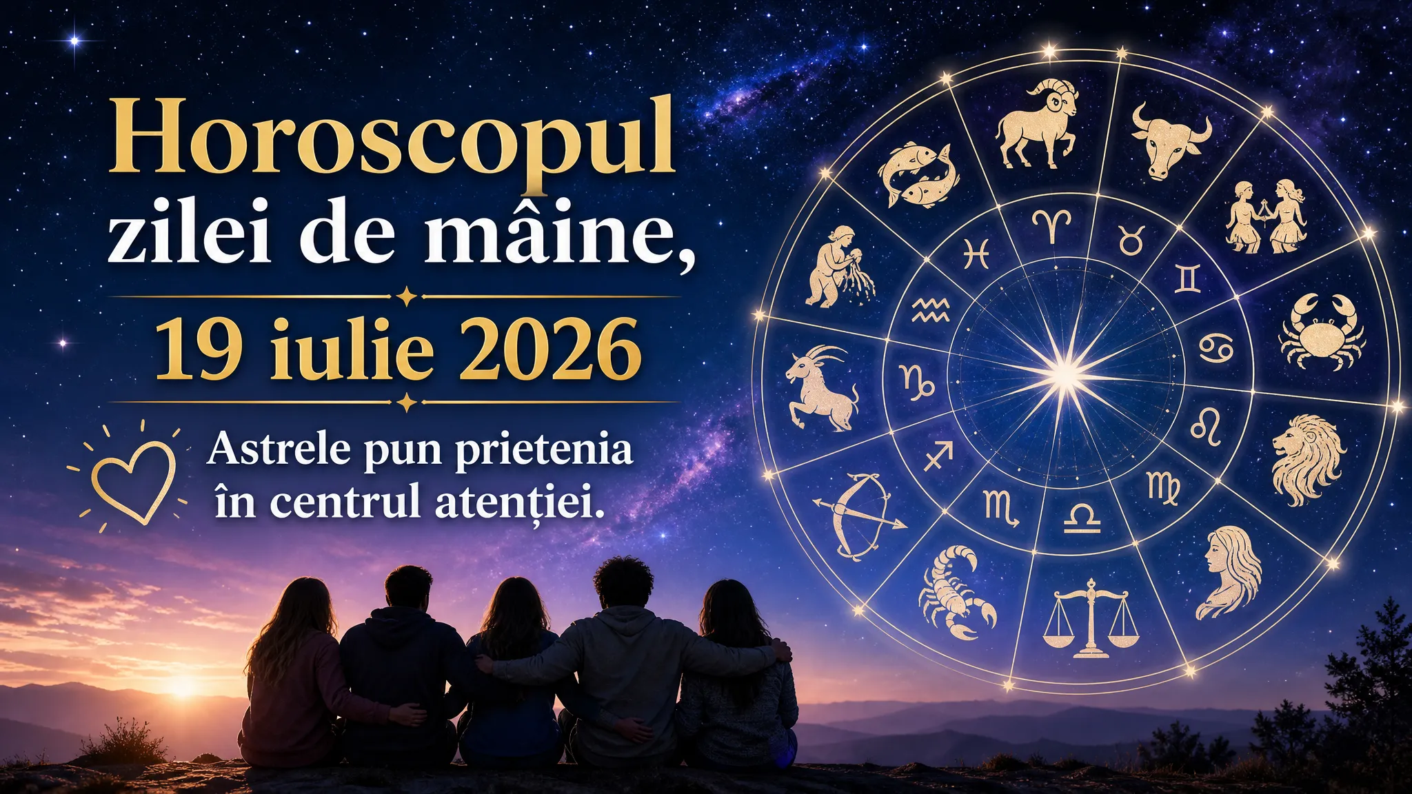Horoscopul zilei de mâine, 19 iulie 2026. Astrele pun prietenia în centrul atenției