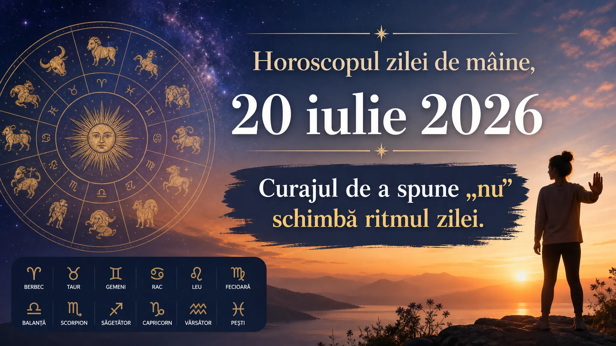 Horoscopul zilei de mâine, 20 iulie 2026. Curajul de a spune „nu” schimbă ritmul zilei