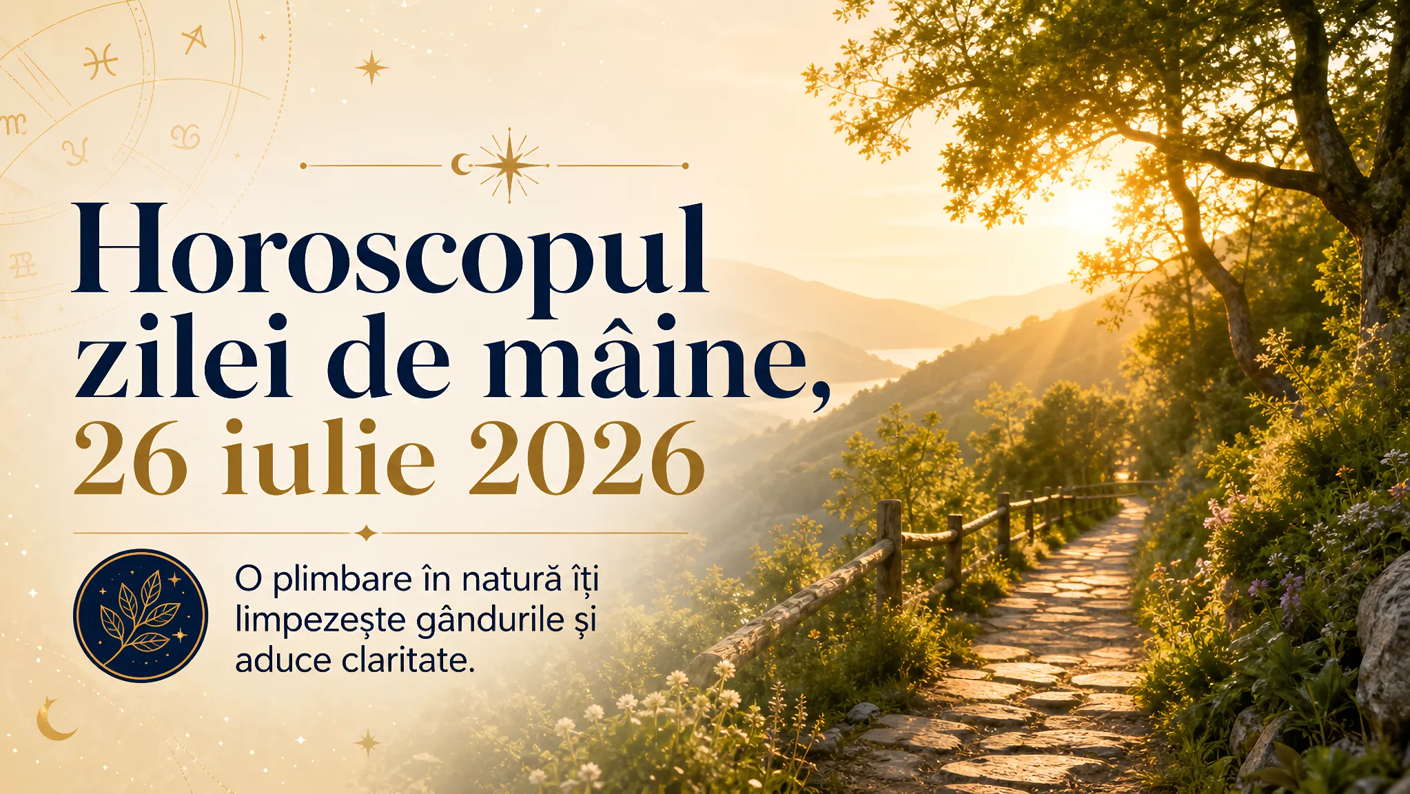 Horoscopul zilei de mâine, 26 iulie 2026. O plimbare în natură îți limpezește gândurile și aduce claritate