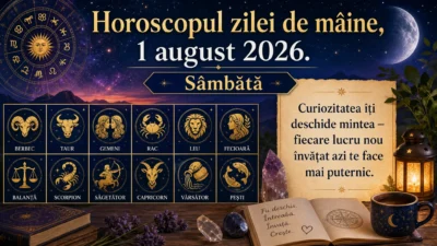 Horoscopul zilei de mâine, 1 august 2026. Sâmbătă, curiozitatea îți deschide mintea — fiecare lucru nou învățat azi te face mai puternic
