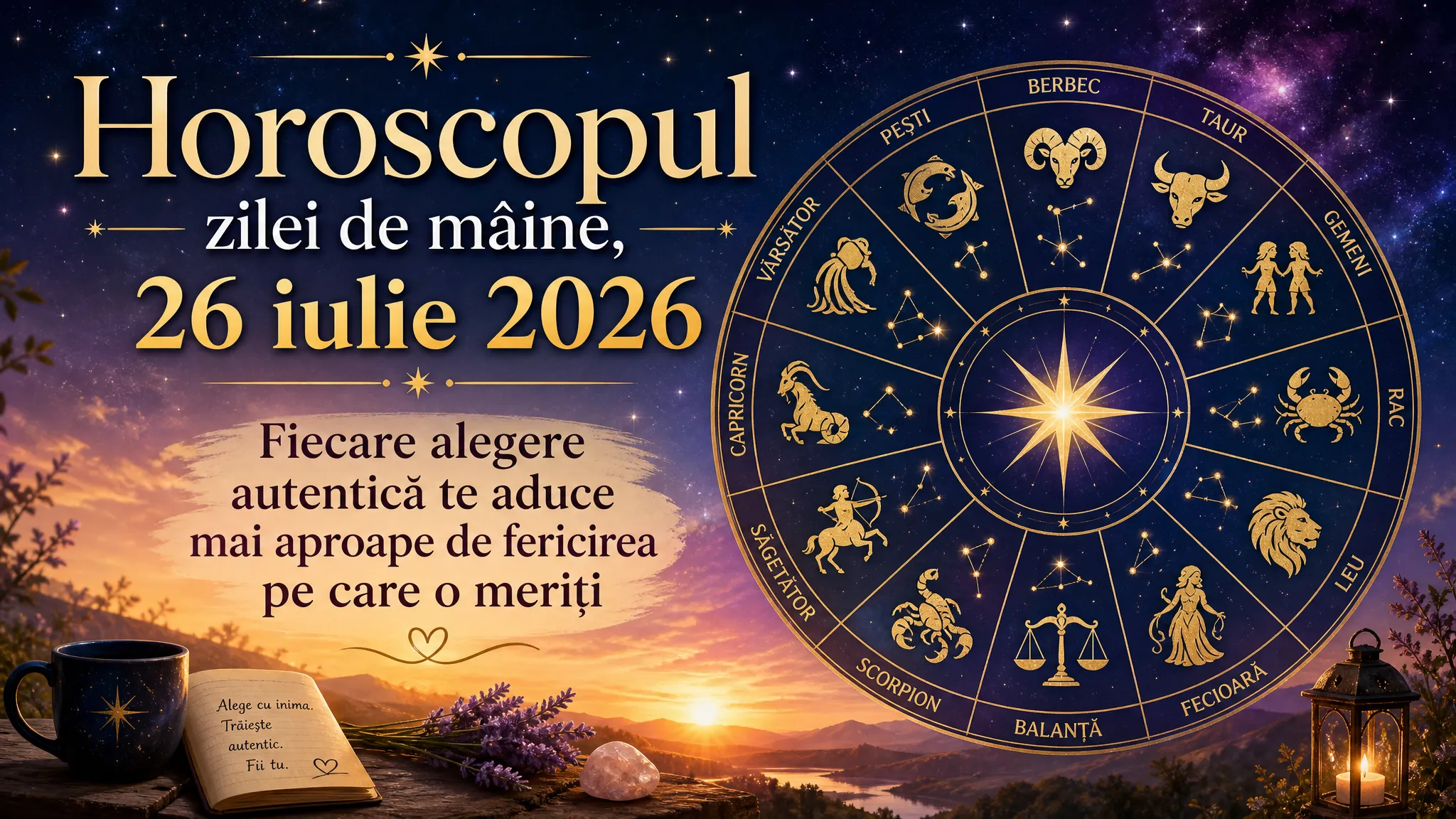 Horoscopul zilei de mâine, 26 iulie 2026. Fiecare alegere autentică te aduce mai aproape de fericirea pe care o meriți
