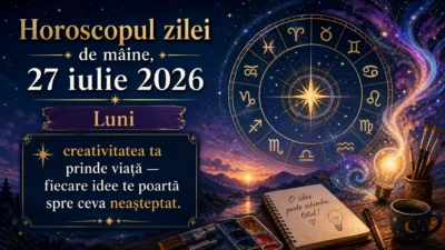 Horoscopul zilei de mâine, 27 iulie 2026. Luni, creativitatea ta prinde viață — fiecare idee te poartă spre ceva neașteptat