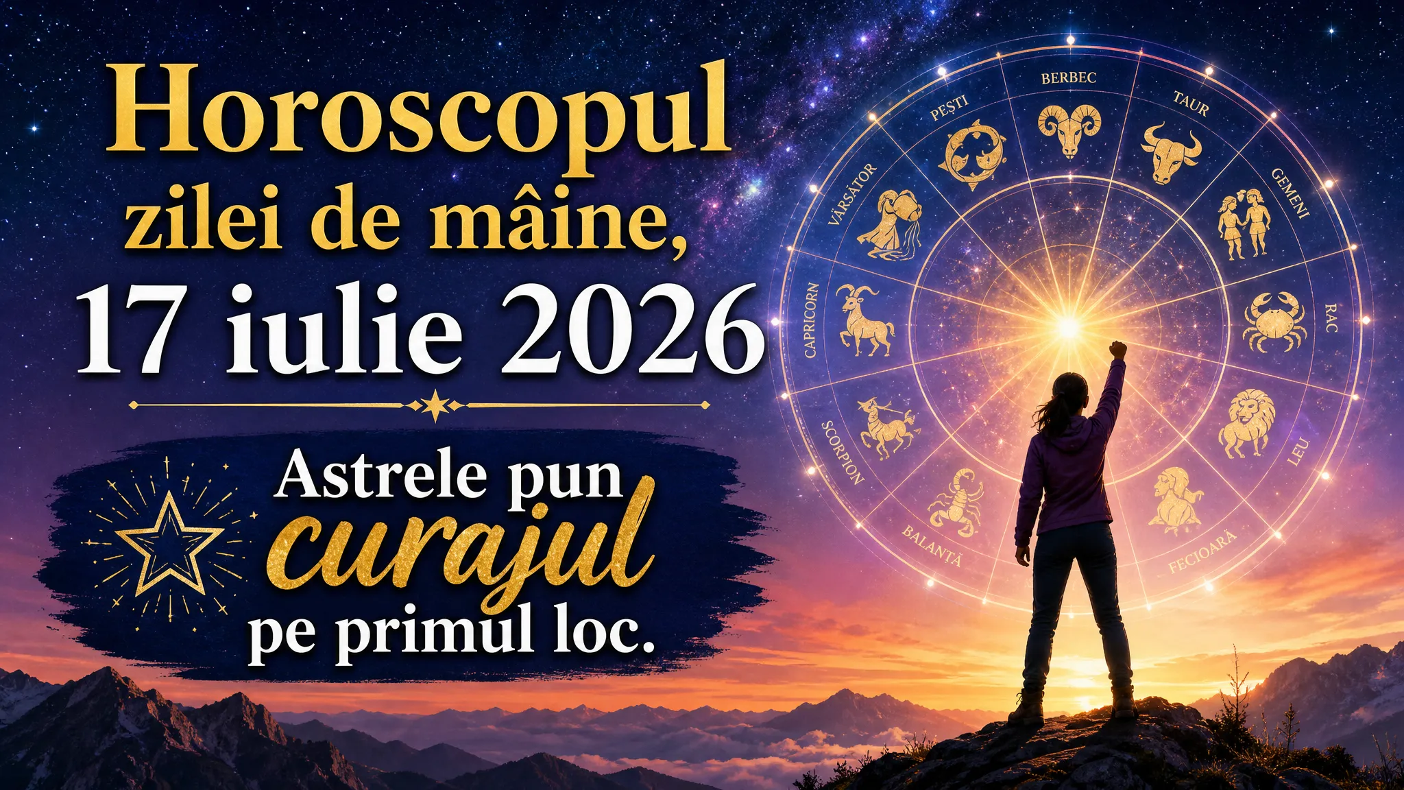 Horoscopul zilei de mâine, 17 iulie 2026. Astrele pun curajul pe primul loc