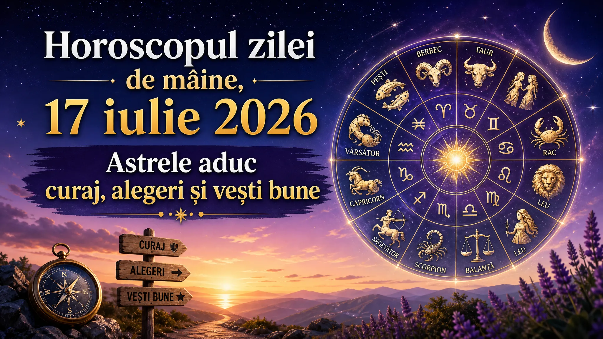 Horoscopul zilei de mâine, 17 iulie 2026. Astrele aduc curaj, alegeri și vești bune