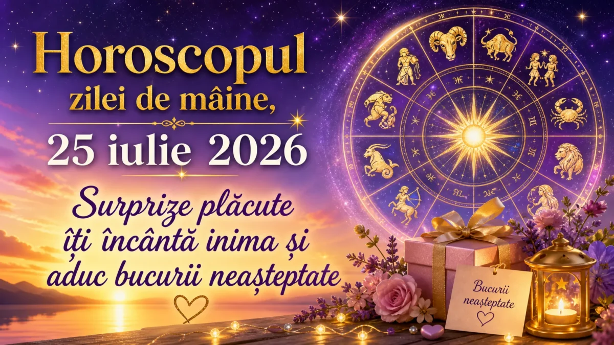 Horoscopul zilei de mâine, 25 iulie 2026. Surprize plăcute îți încântă inima și aduc bucurii neașteptate