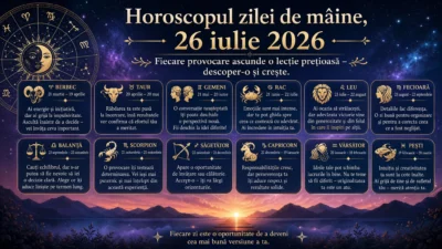 Horoscopul zilei de mâine, 26 iulie 2026. Fiecare provocare ascunde o lecție prețioasă – descoper-o și crește