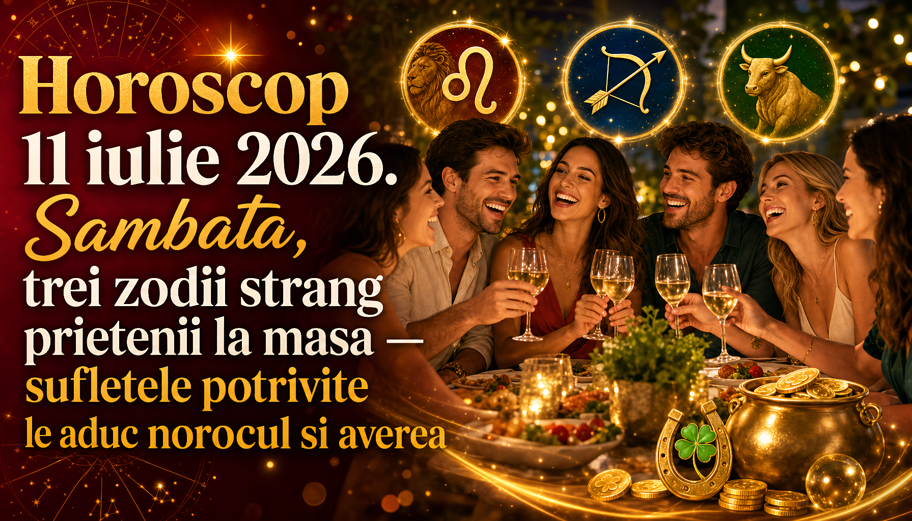 Horoscop 11 iulie 2026. Sambata, trei zodii strang PRIETENII la masa  sufletele POTRIVITE le aduc NOROCUL SI AVEREA