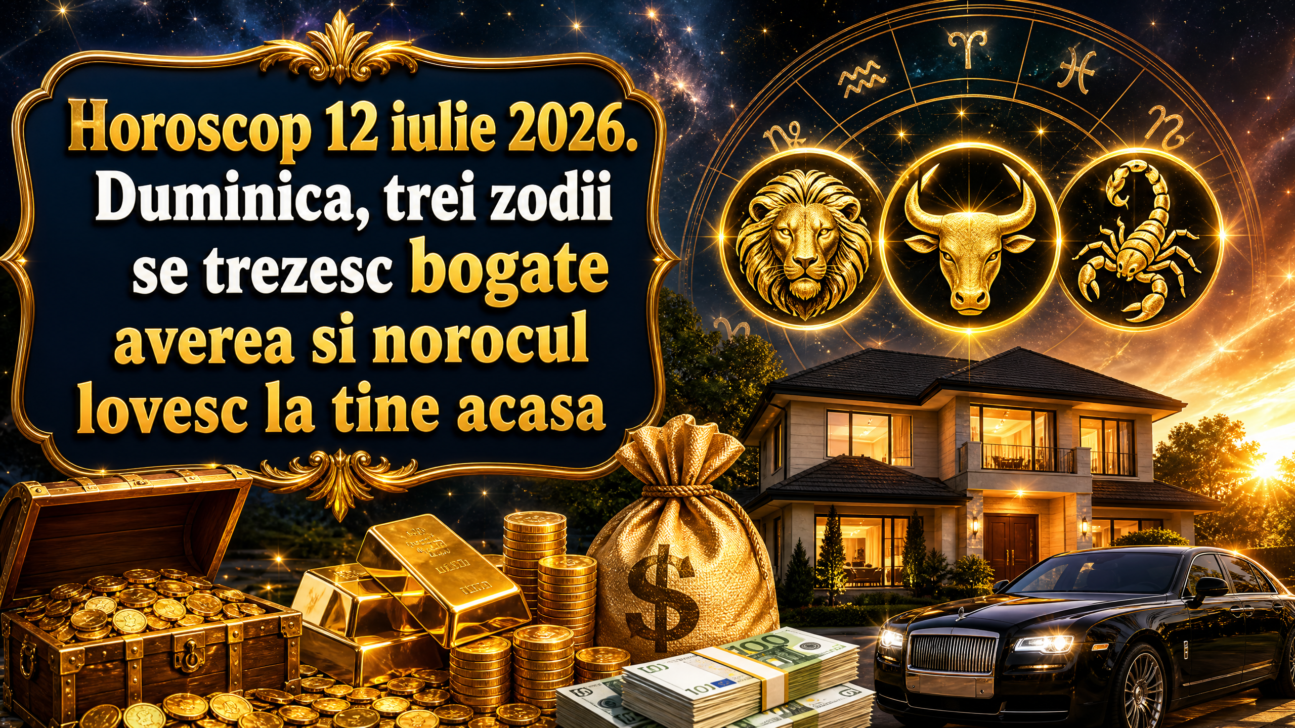 Horoscop 12 iulie 2026. Duminica, trei zodii se trezesc bogate  averea si norocul lovesc la tine acasa
