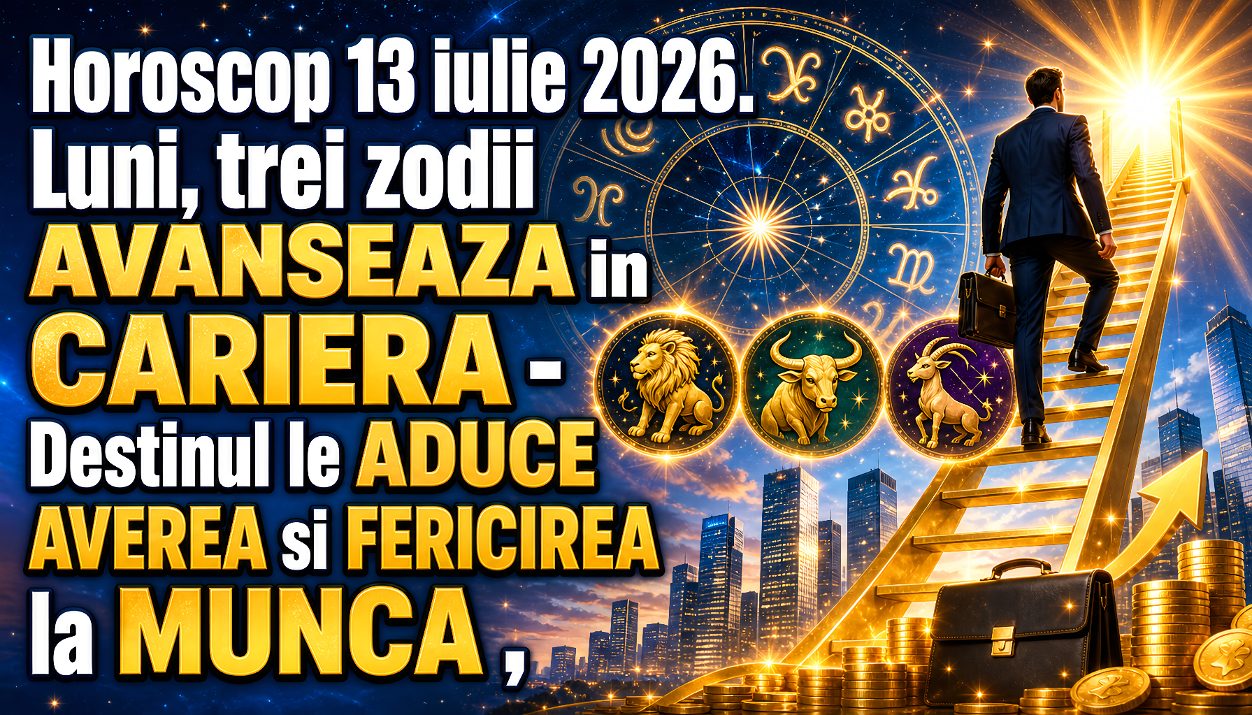 Horoscop 13 iulie 2026. Luni, trei zodii AVANSEAZA in CARIERA – Destinul le ADUCE AVEREA si FERICIREA la MUNCA