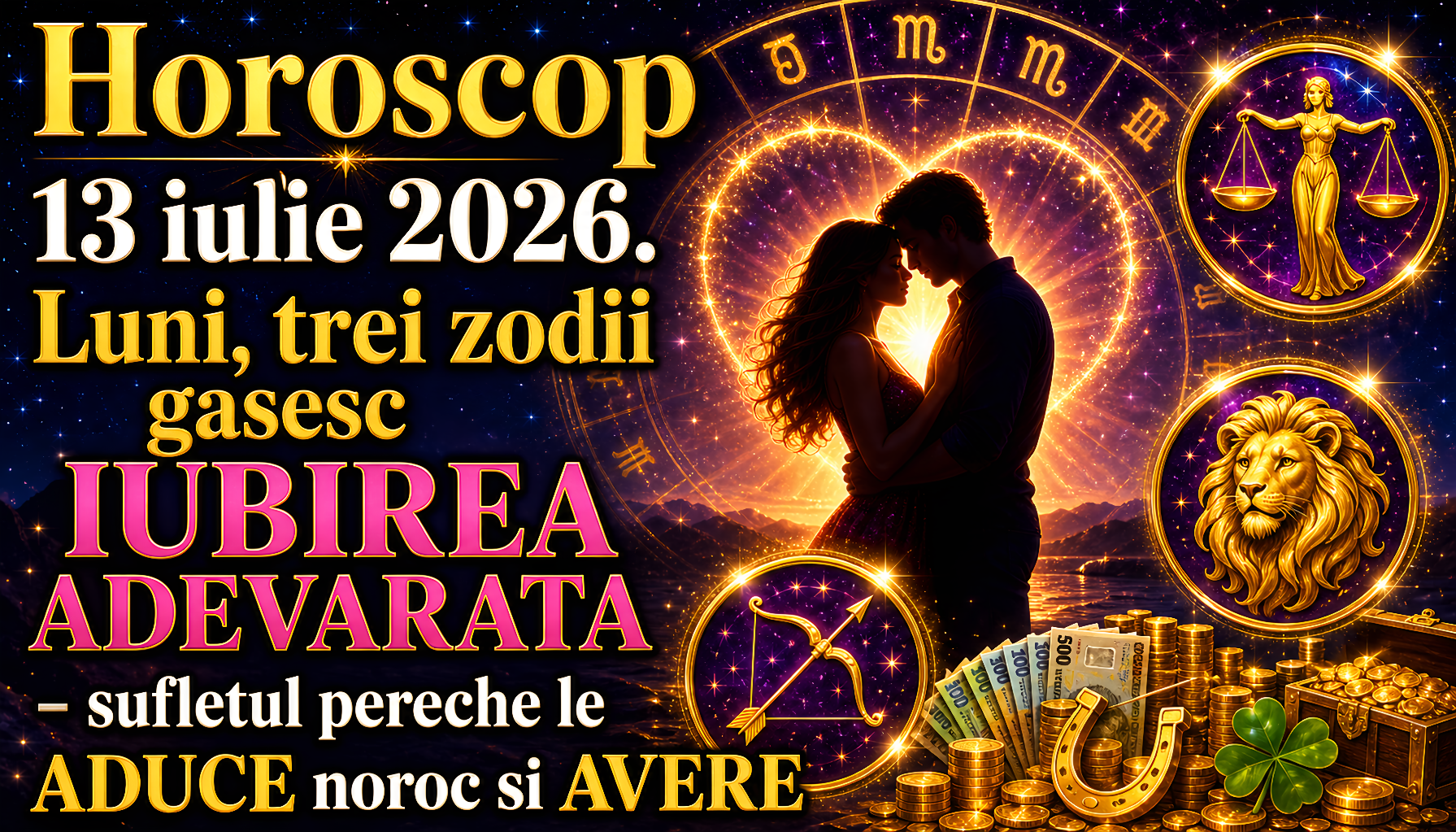 Horoscop 13 iulie 2026. Luni, trei zodii gasesc IUBIREA ADEVARATA – sufletul pereche le ADUCE noroc si AVERE