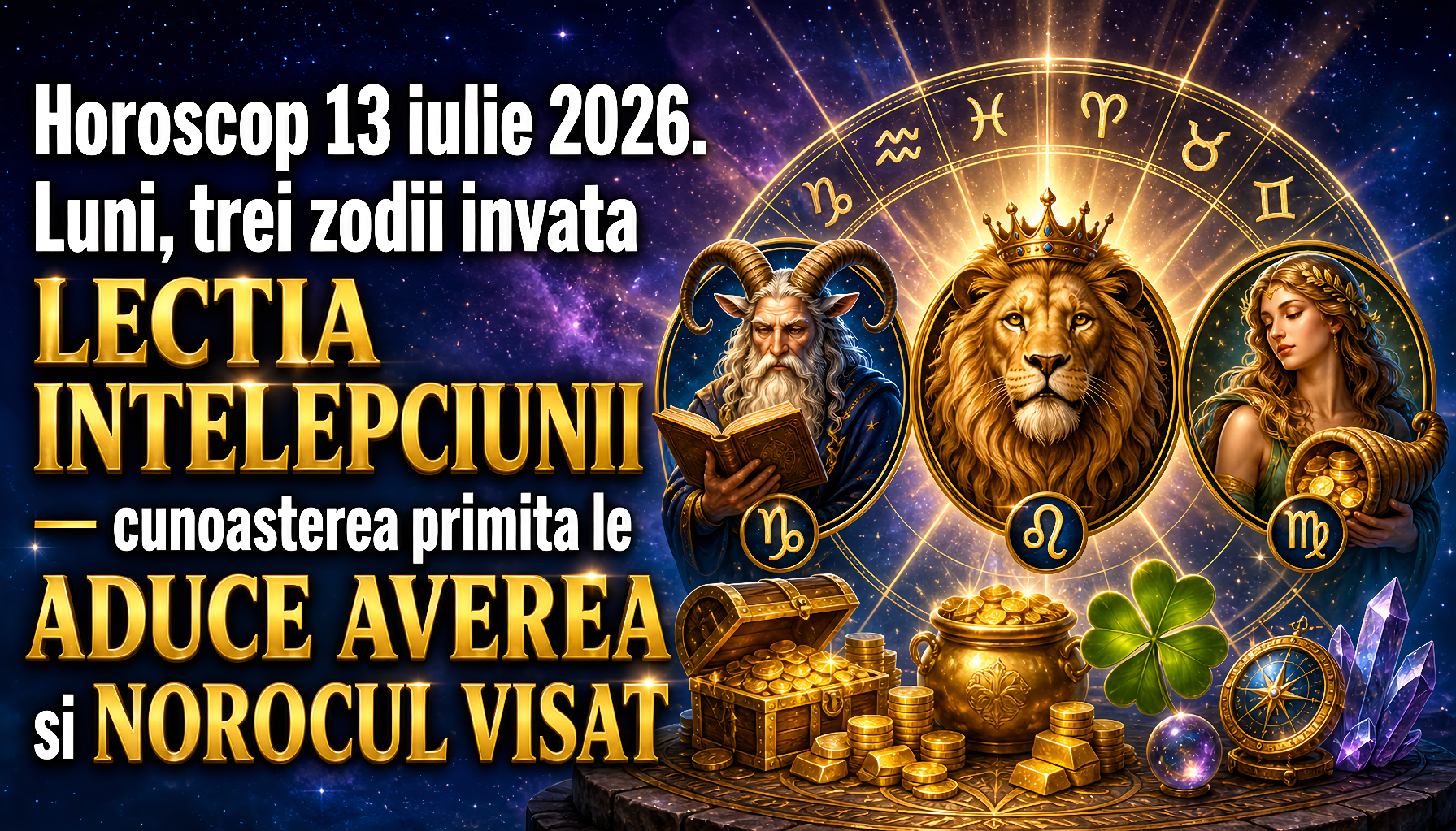 Horoscop 13 iulie 2026. Luni, trei zodii invata LECTIA INTELEPCIUNII – cunoasterea primita le ADUCE AVEREA si NOROCUL VISAT