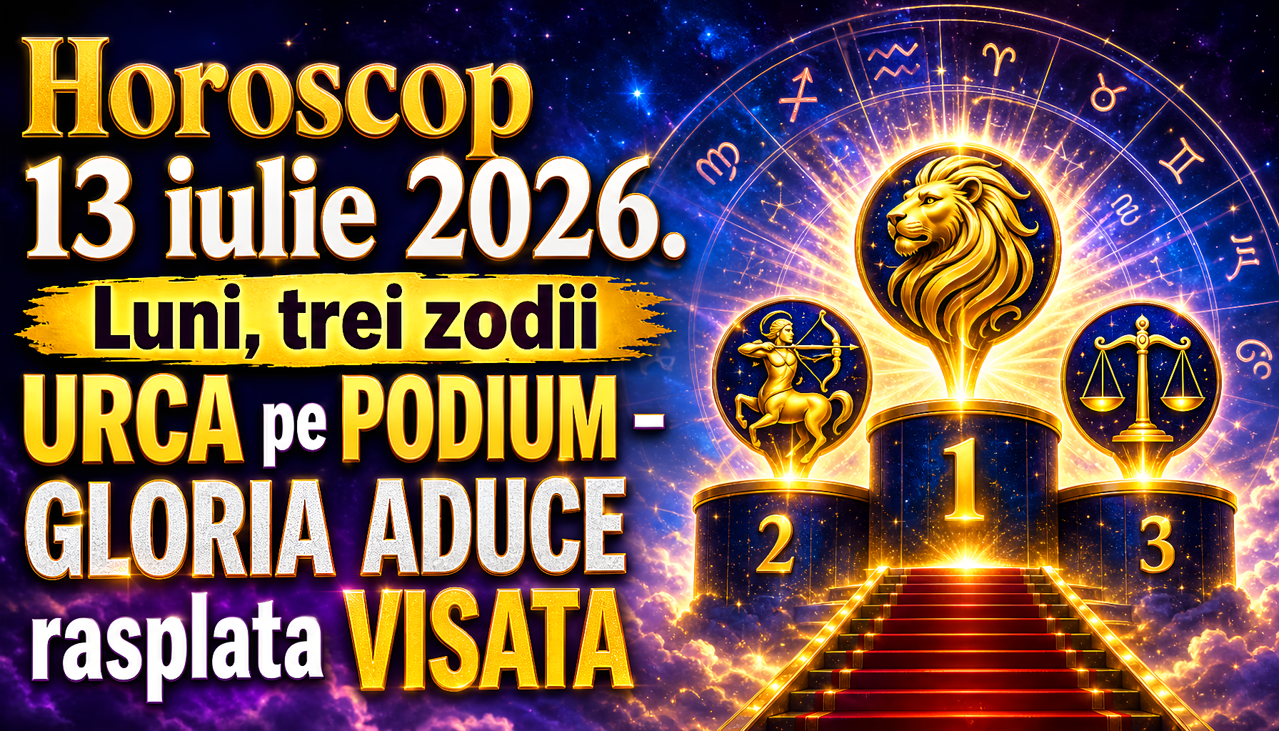 Horoscop 13 iulie 2026. Luni, trei zodii URCA pe PODIUM – GLORIA ADUCE rasplata VISATA