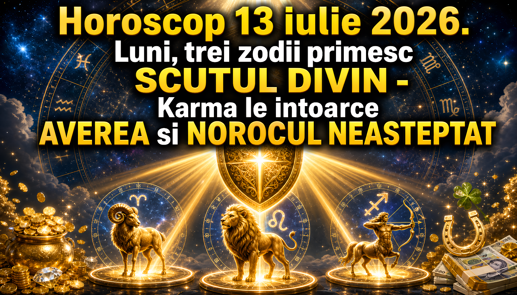 Horoscop 13 iulie 2026. Luni, trei zodii primesc SCUTUL DIVIN – Karma le intoarce AVEREA si NOROCUL NEASTEPTAT
