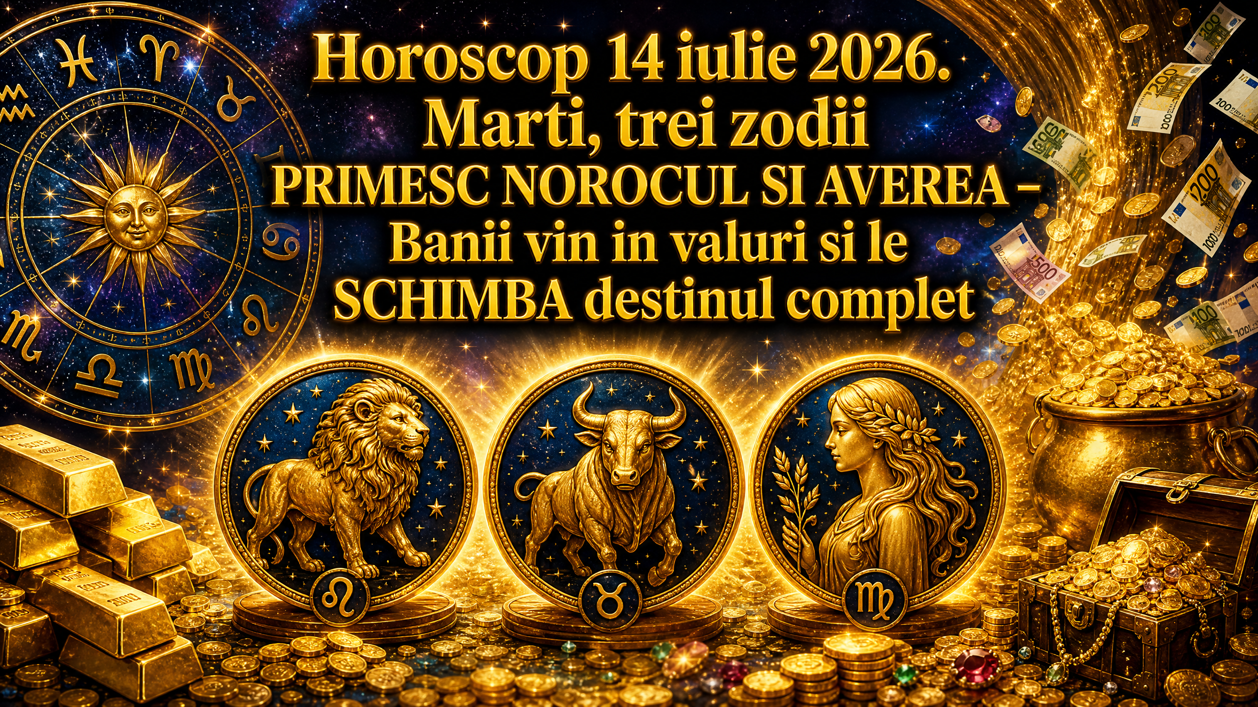 Horoscop 14 iulie 2026. Marti, trei zodii PRIMESC NOROCUL SI AVEREA – Banii vin in valuri si le SCHIMBA destinul complet
