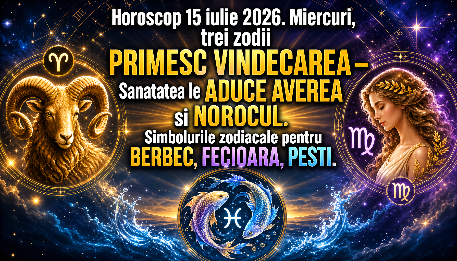 Horoscop 15 iulie 2026. Miercuri, trei zodii PRIMESC VINDECAREA – Sanatatea le ADUCE AVEREA si NOROCUL