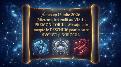 Horoscop 15 iulie 2026. Miercuri, trei zodii au VISUL PREMONITORIU. Mesajul din noapte le DESCHIDE poarta catre AVEREA si NOROCUL