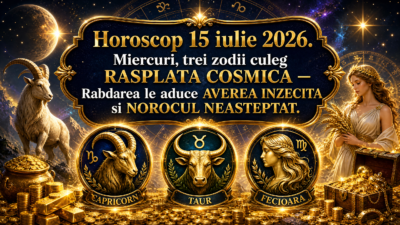 Horoscop 15 iulie 2026. Miercuri, trei zodii culeg RASPLATA COSMICA – Rabdarea le aduce AVEREA INZECITA si NOROCUL NEASTEPTAT