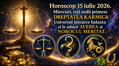 Horoscop 15 iulie 2026. Miercuri, trei zodii primesc DREPTATEA KARMICA – Universul intoarce balanta si le aduce AVEREA si NOROCUL MERITAT