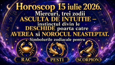 Horoscop 15 iulie 2026. Miercuri, trei zodii ASCULTA DE INTUITIE – instinctul divin le DESCHIDE poarta catre AVEREA si NOROCUL NEASTEPTAT