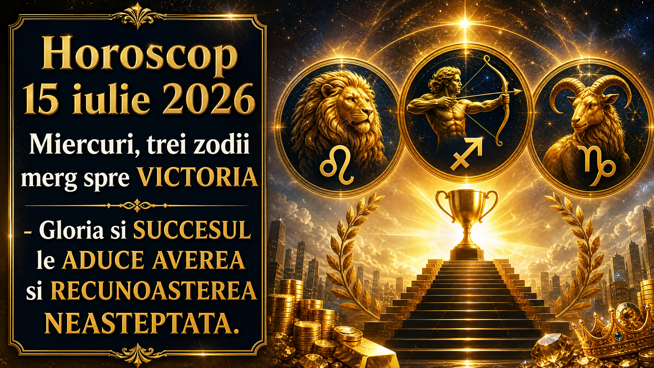 Horoscop 15 iulie 2026. Miercuri, trei zodii merg spre VICTORIA – Gloria si SUCCESUL le ADUCE AVEREA si RECUNOASTEREA NEASTEPTATA