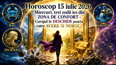 Horoscop 15 iulie 2026. Miercuri, trei zodii ies din ZONA DE CONFORT – Curajul le DESCHIDE poarta catre AVERE SI NOROC