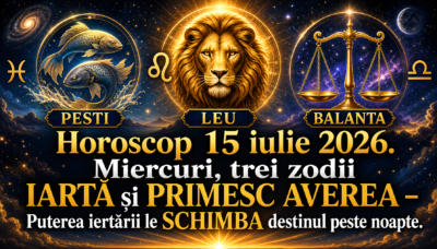Horoscop 15 iulie 2026. Miercuri, trei zodii IARTĂ și PRIMESC AVEREA – Puterea iertării le SCHIMBA destinul peste noapte