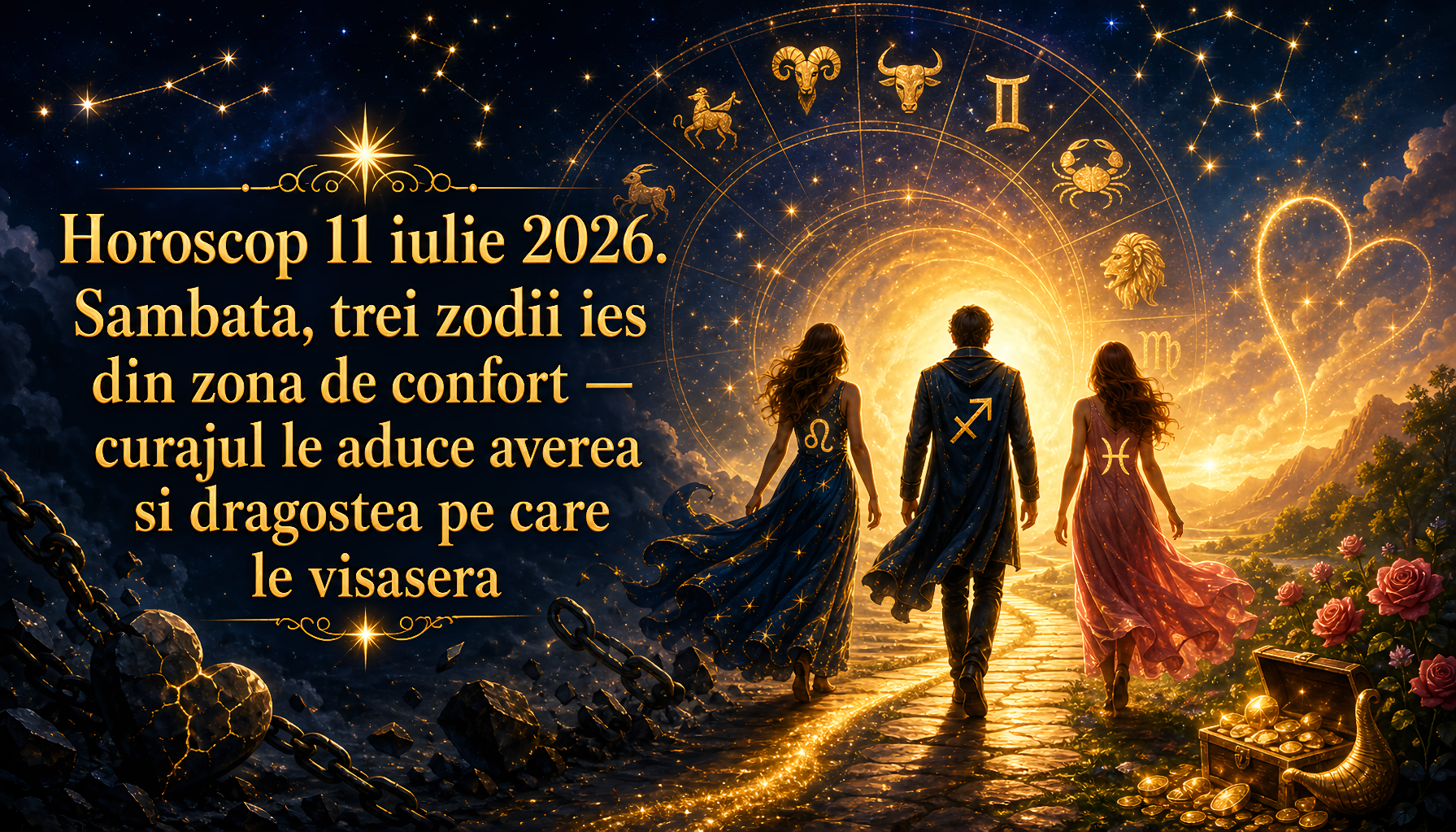 Horoscop 11 iulie 2026. Sambata, trei zodii IES DIN ZONA DE CONFORT  curajul le ADUCE AVEREA si DRAGOSTEA pe care le VISASERA