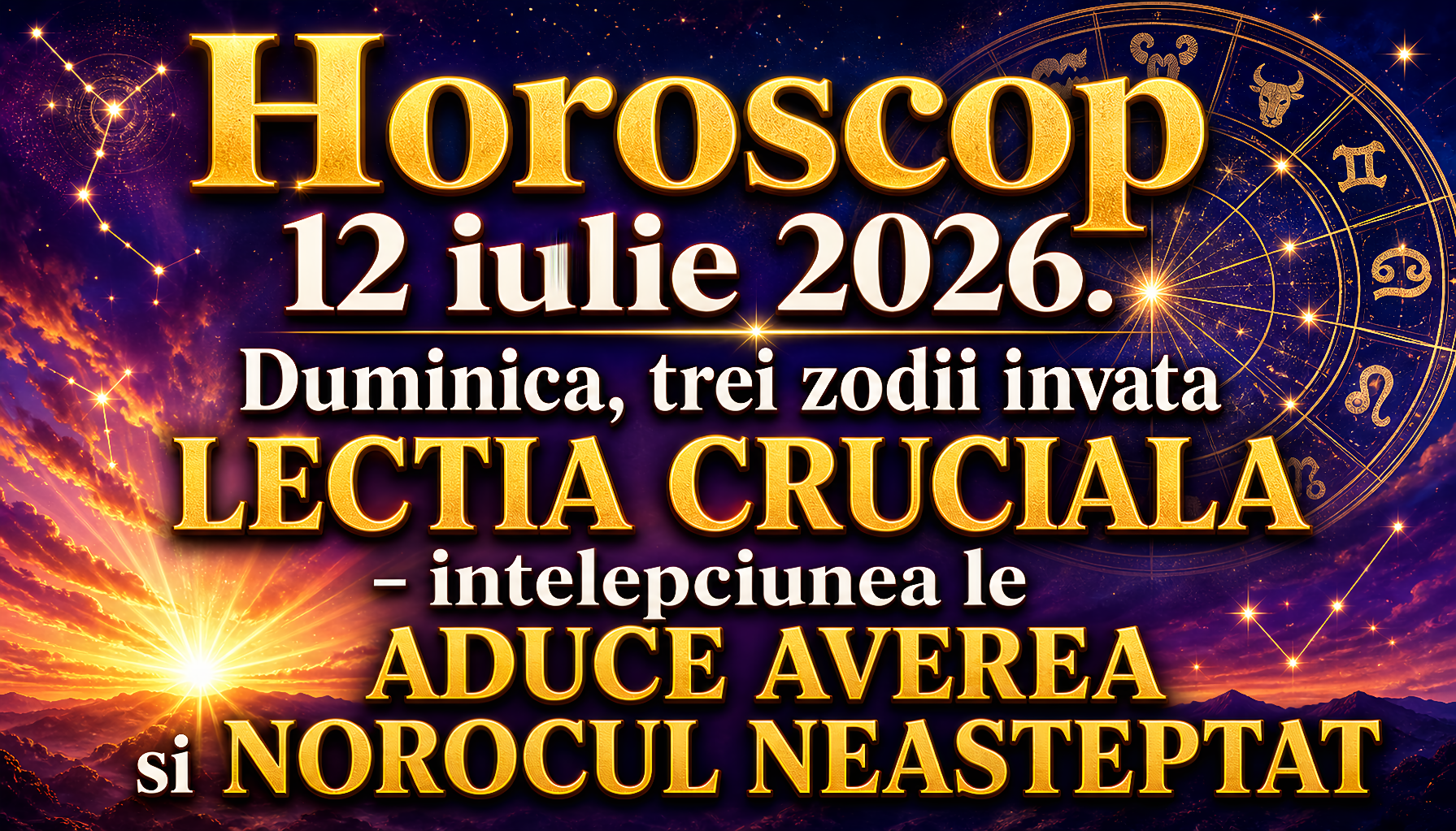 Horoscop 12 iulie 2026. Duminica, trei zodii invata LECTIA CRUCIALA – intelepciunea le ADUCE AVEREA si NOROCUL NEASTEPTAT