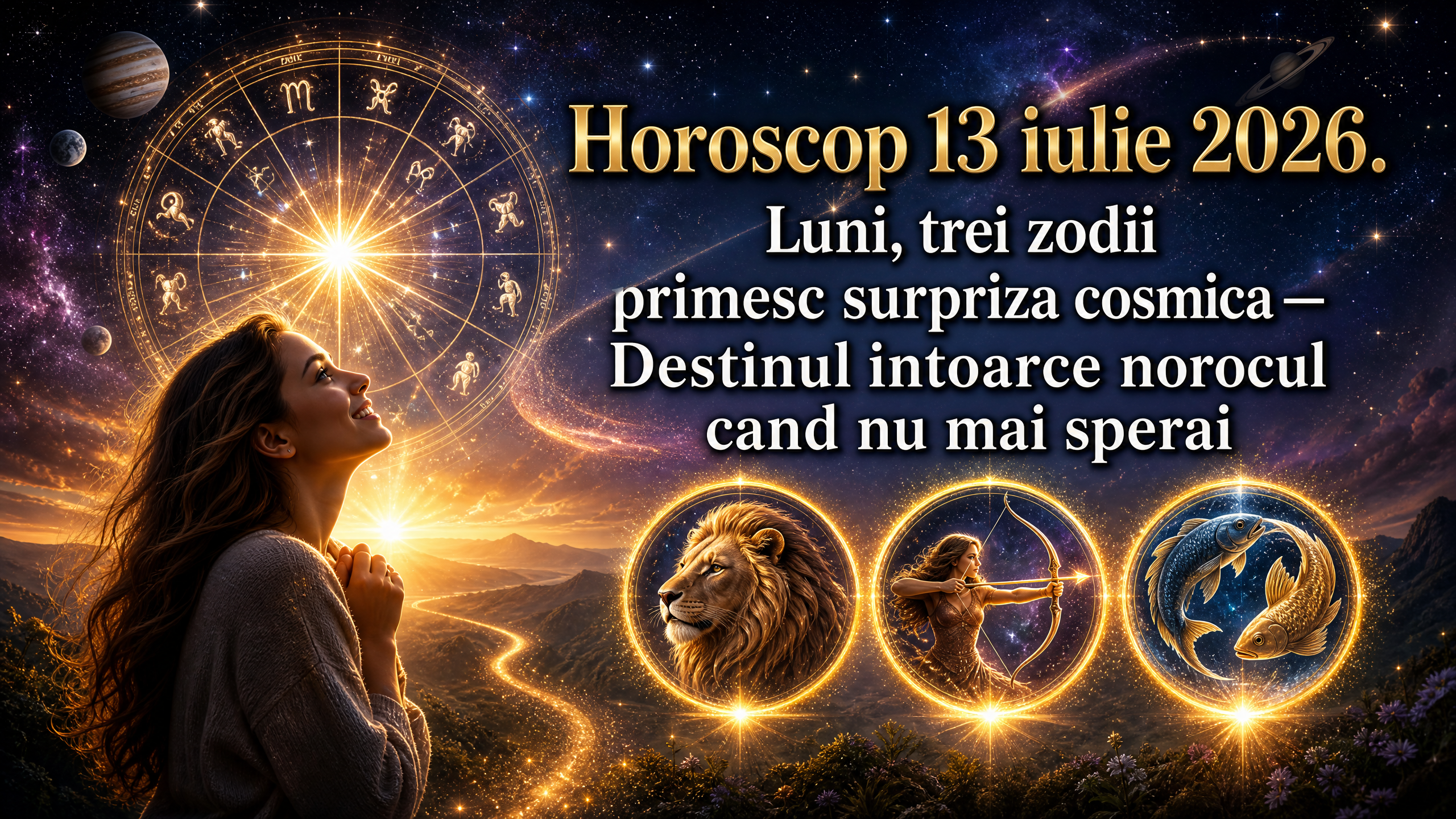 Horoscop 13 iulie 2026. Luni, trei zodii primesc surpriza cosmica – Destinul intoarce norocul cand nu mai sperai