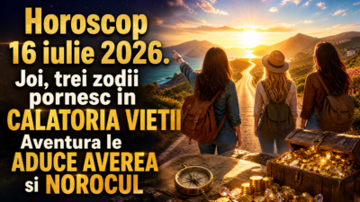 Horoscop 16 iulie 2026. Joi, trei zodii pornesc in CALATORIA VIETII – Aventura le ADUCE AVEREA si NOROCUL