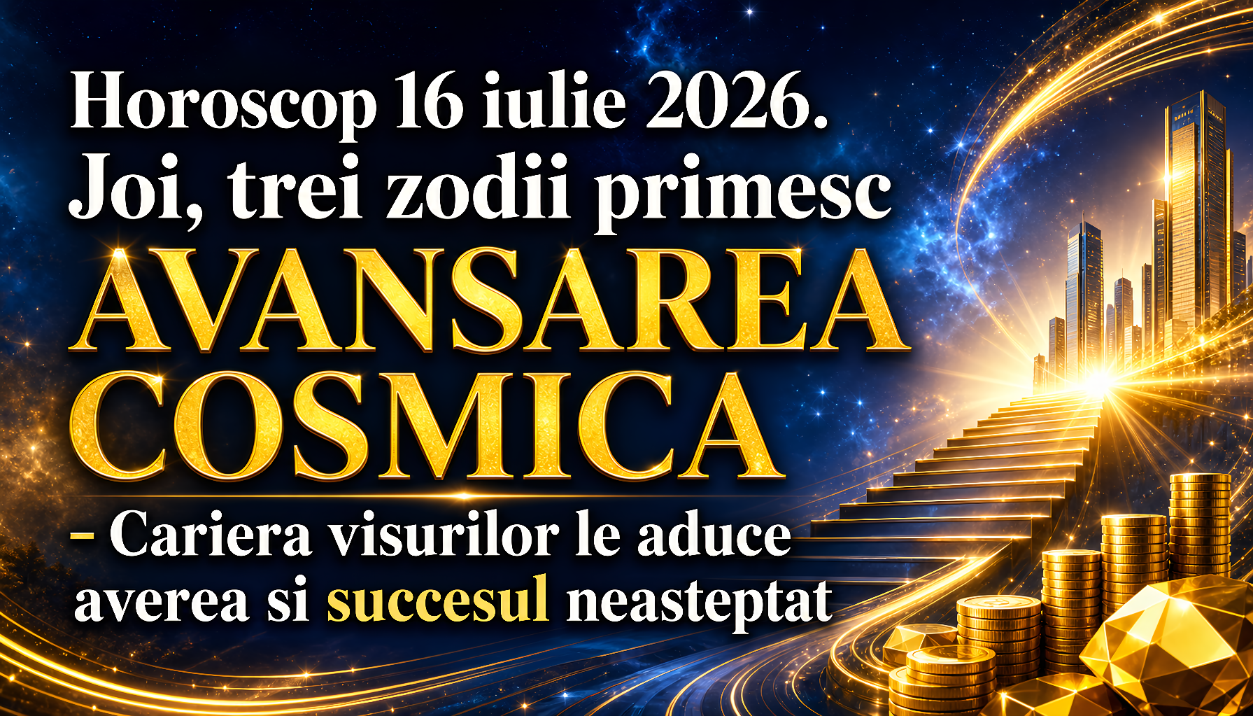 Horoscop 16 iulie 2026. Joi, trei zodii primesc AVANSAREA COSMICA – Cariera visurilor le aduce averea si succesul neasteptat
