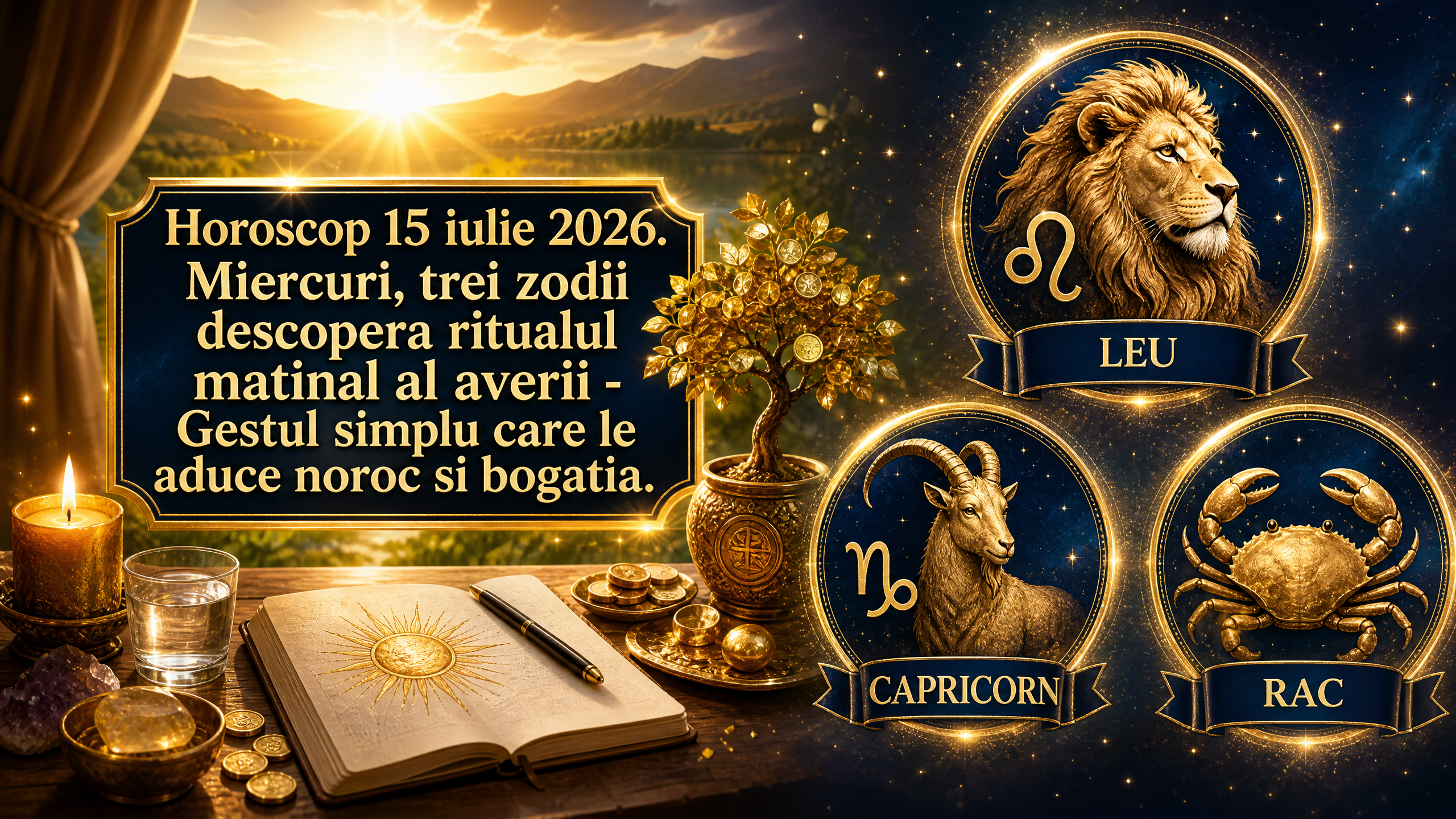 Horoscop 15 iulie 2026. Miercuri, trei zodii descopera ritualul matinal al averii – Gestul simplu care le aduce noroc si bogatia
