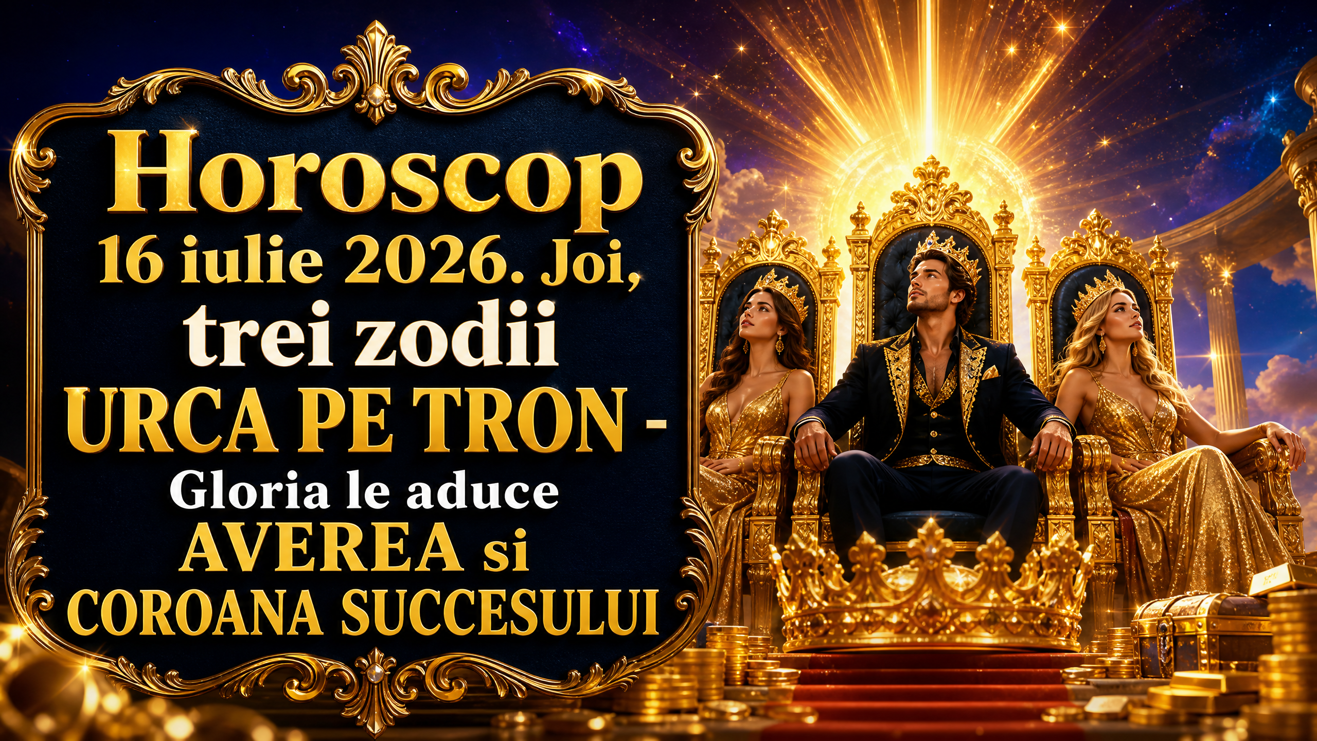Horoscop 16 iulie 2026. Joi, trei zodii URCA PE TRON – Gloria le aduce AVEREA si COROANA SUCCESULUI