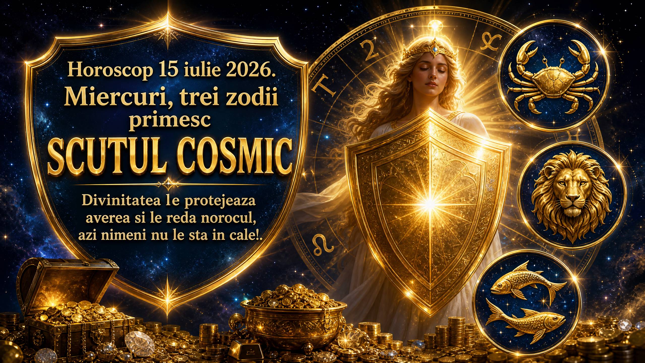 Horoscop 15 iulie 2026. Miercuri, trei zodii primesc SCUTUL COSMIC – Divinitatea le protejeaza averea si le reda norocul, azi nimeni nu le sta in cale!