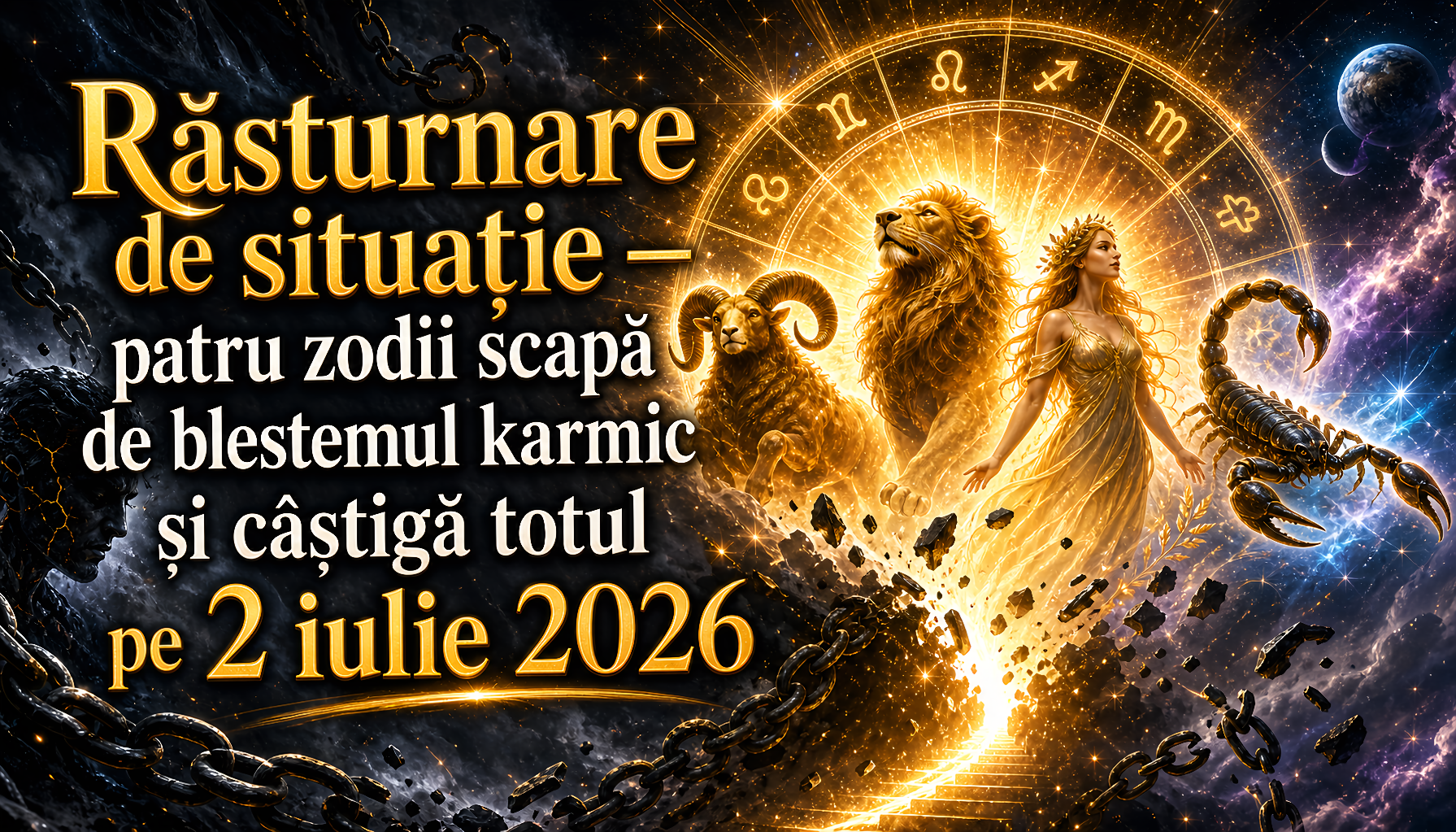 Răsturnare de situație — patru zodii scapă de blestemul karmic și câștigă totul pe 2 iulie 2026