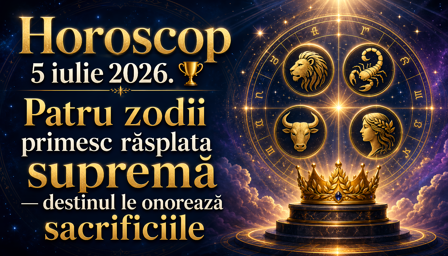 Horoscop 5 iulie 2026. 🏆 Patru zodii primesc răsplata supremă — destinul le onorează sacrificiile