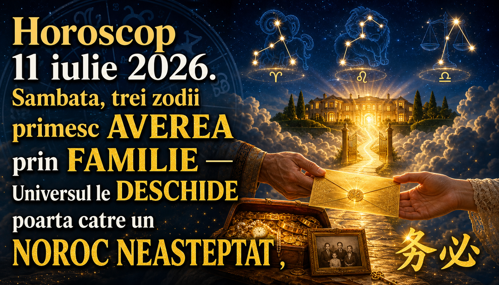 Horoscop 11 iulie 2026. Sambata, trei zodii primesc AVEREA prin FAMILIE  Universul le DESCHIDE poarta catre un NOROC NEASTEPTAT