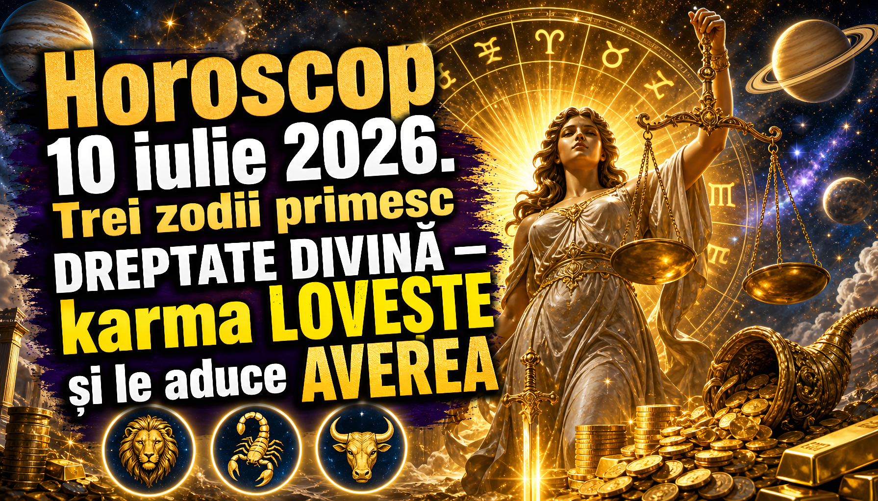 Horoscop 10 iulie 2026. Trei zodii primesc DREPTATE DIVINĂ  karma LOVEȘTE și le aduce AVEREA
