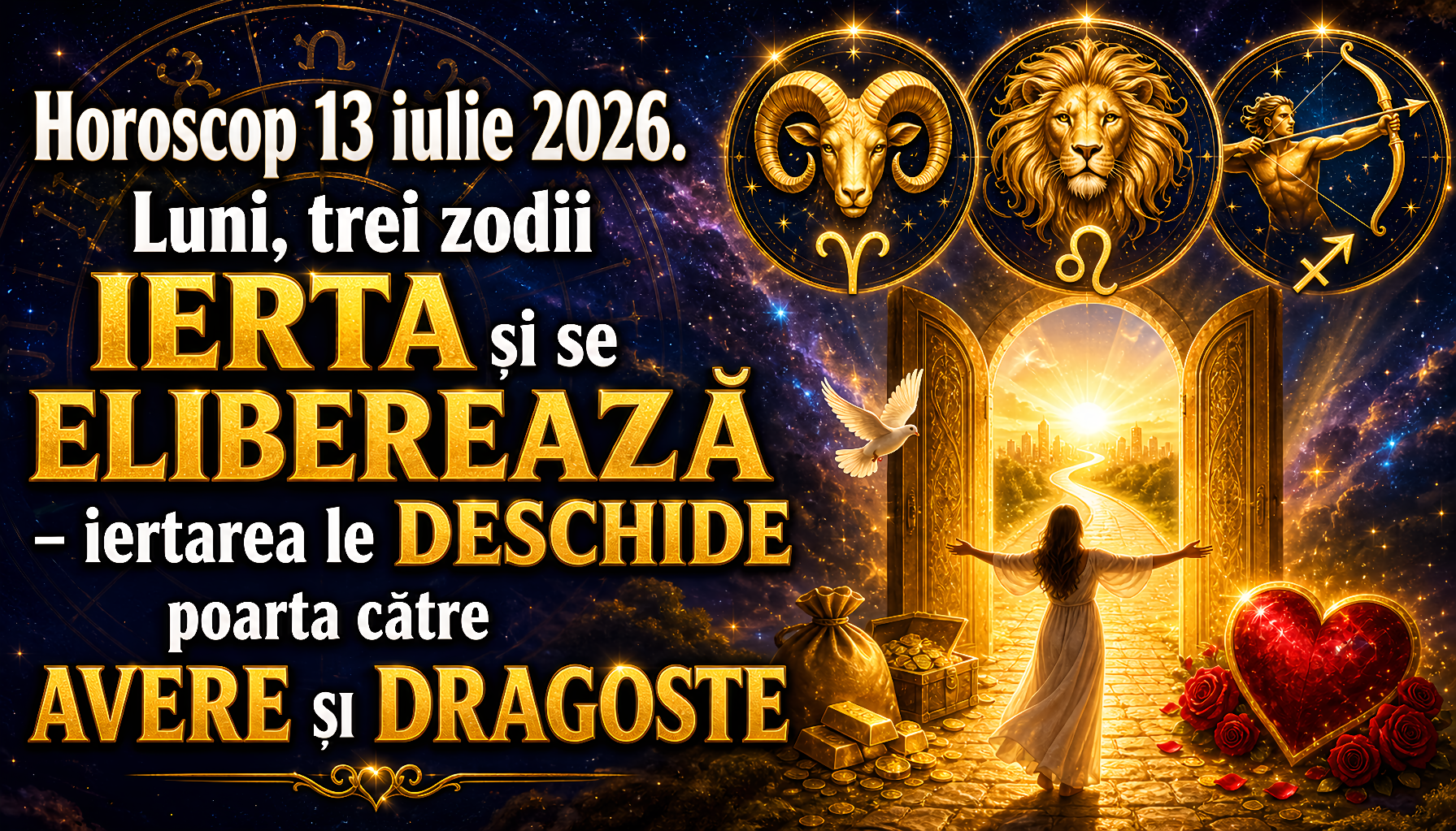 Horoscop 13 iulie 2026. Luni, trei zodii IERTA si se ELIBEREAZA – iertarea le DESCHIDE poarta catre AVERE SI DRAGOSTE