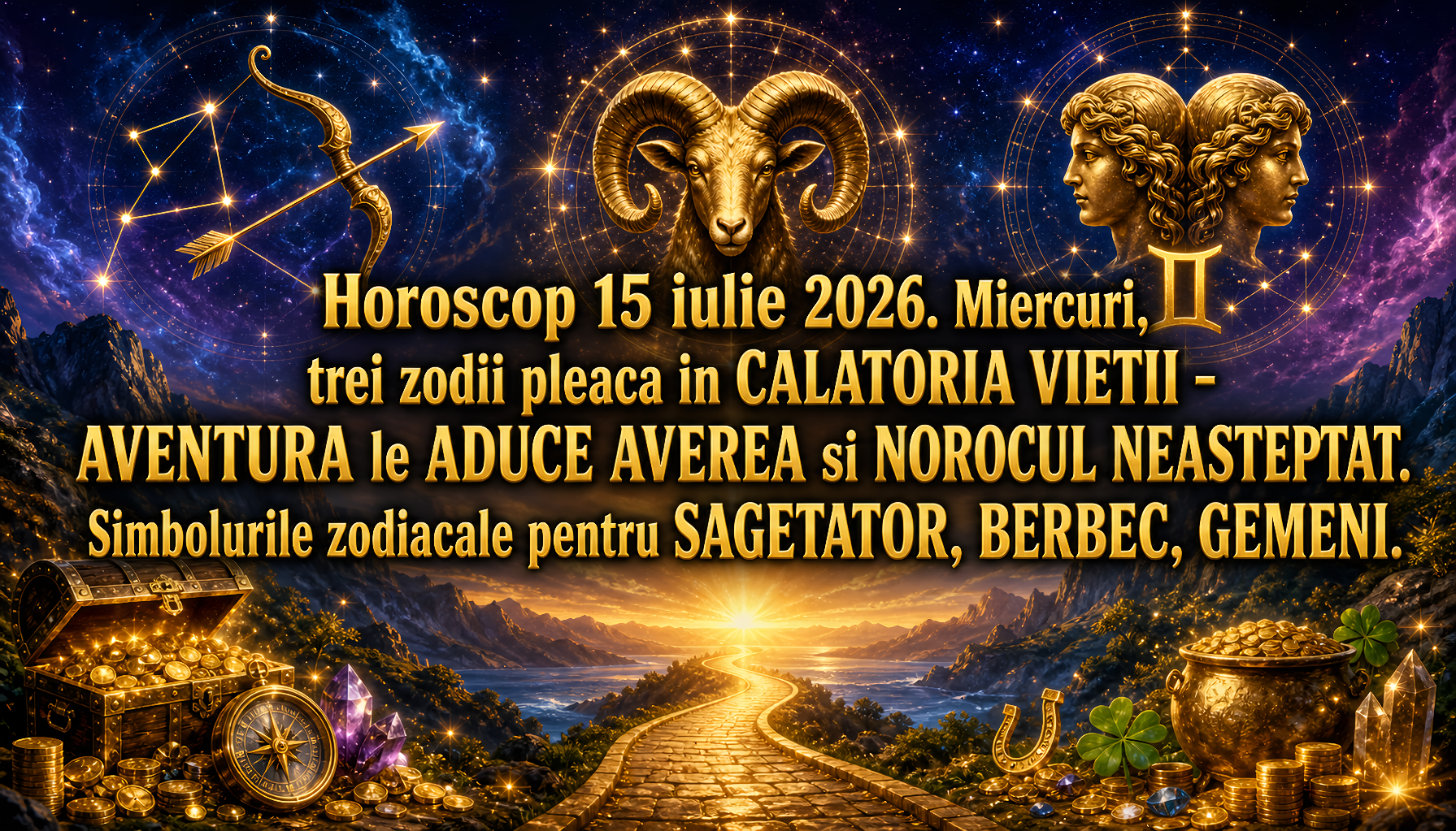 Horoscop 15 iulie 2026. Miercuri, trei zodii pleaca in CALATORIA VIETII – AVENTURA le ADUCE AVEREA si NOROCUL NEASTEPTAT