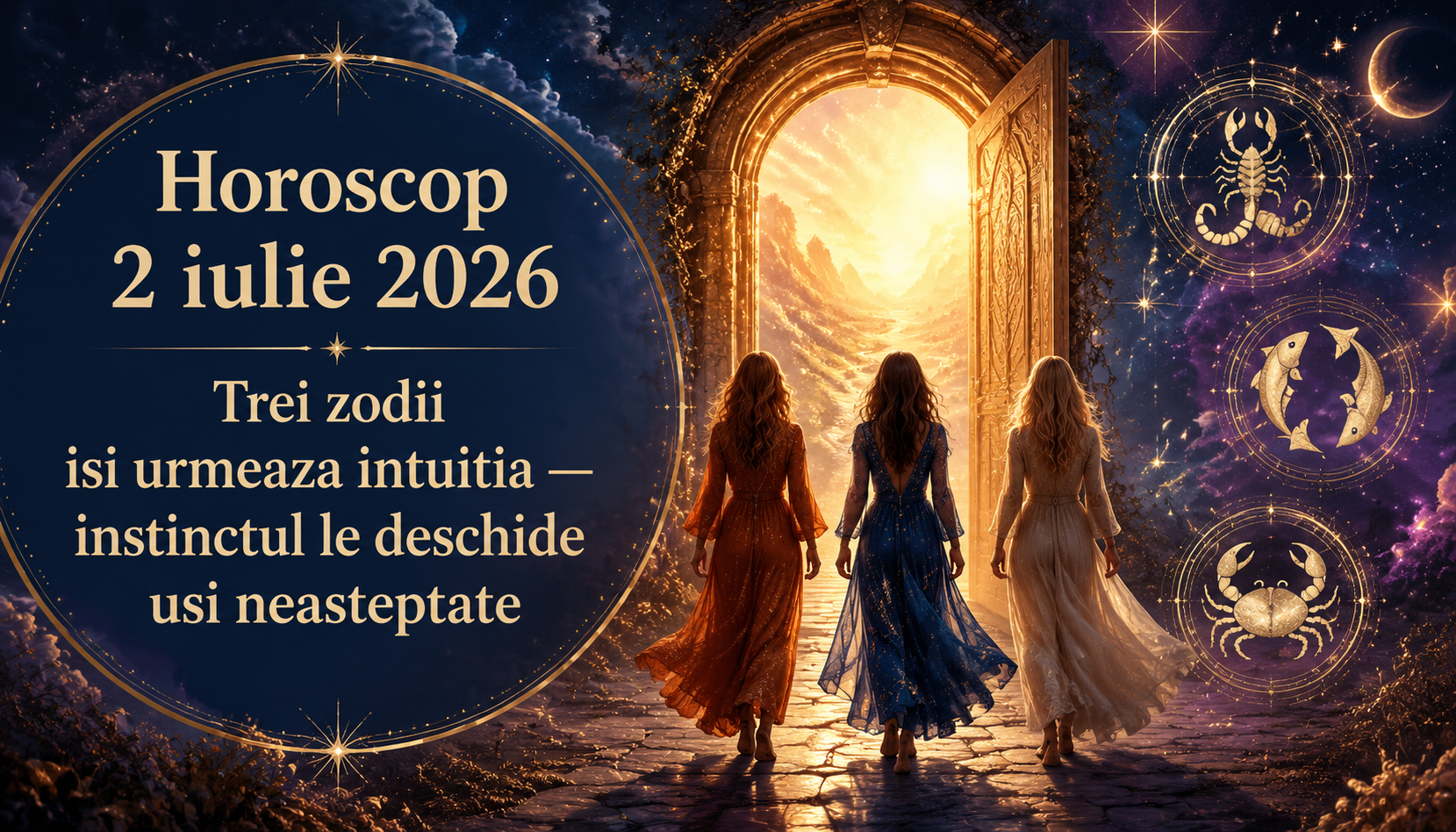 Horoscop 2 iulie 2026. Trei zodii isi urmeaza intuitia — instinctul le deschide usi neasteptate