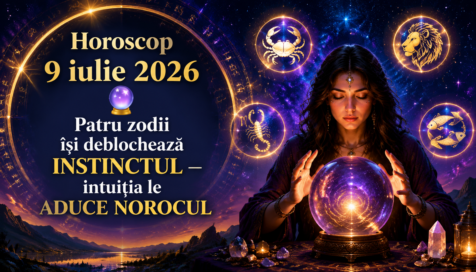 Horoscop 9 iulie 2026. 🔮 Patru zodii își deblochează INSTINCTUL — intuiția le ADUCE NOROCUL