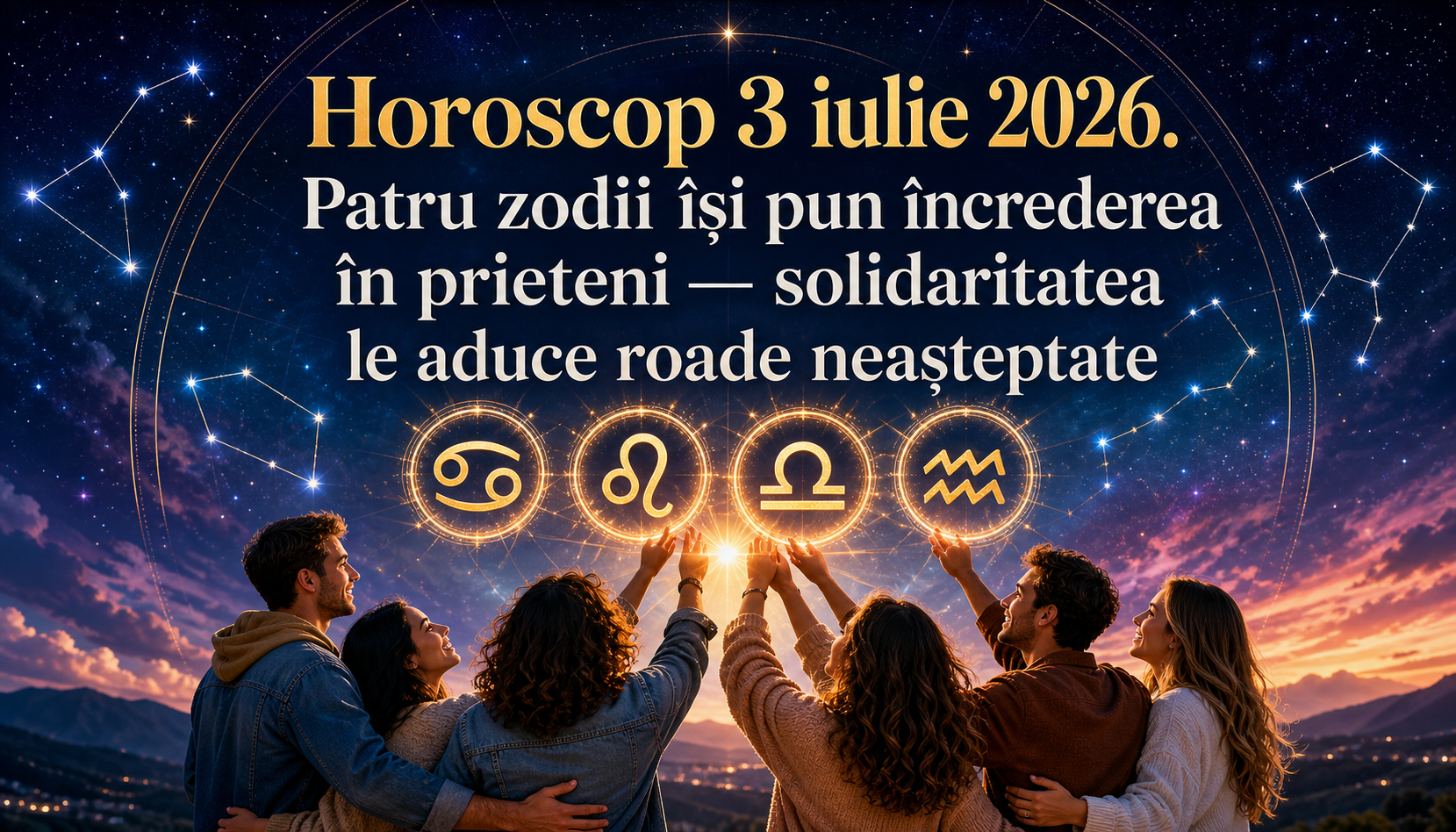 Horoscop 3 iulie 2026. Patru zodii își pun încrederea în prieteni — solidaritatea le aduce roade neașteptate