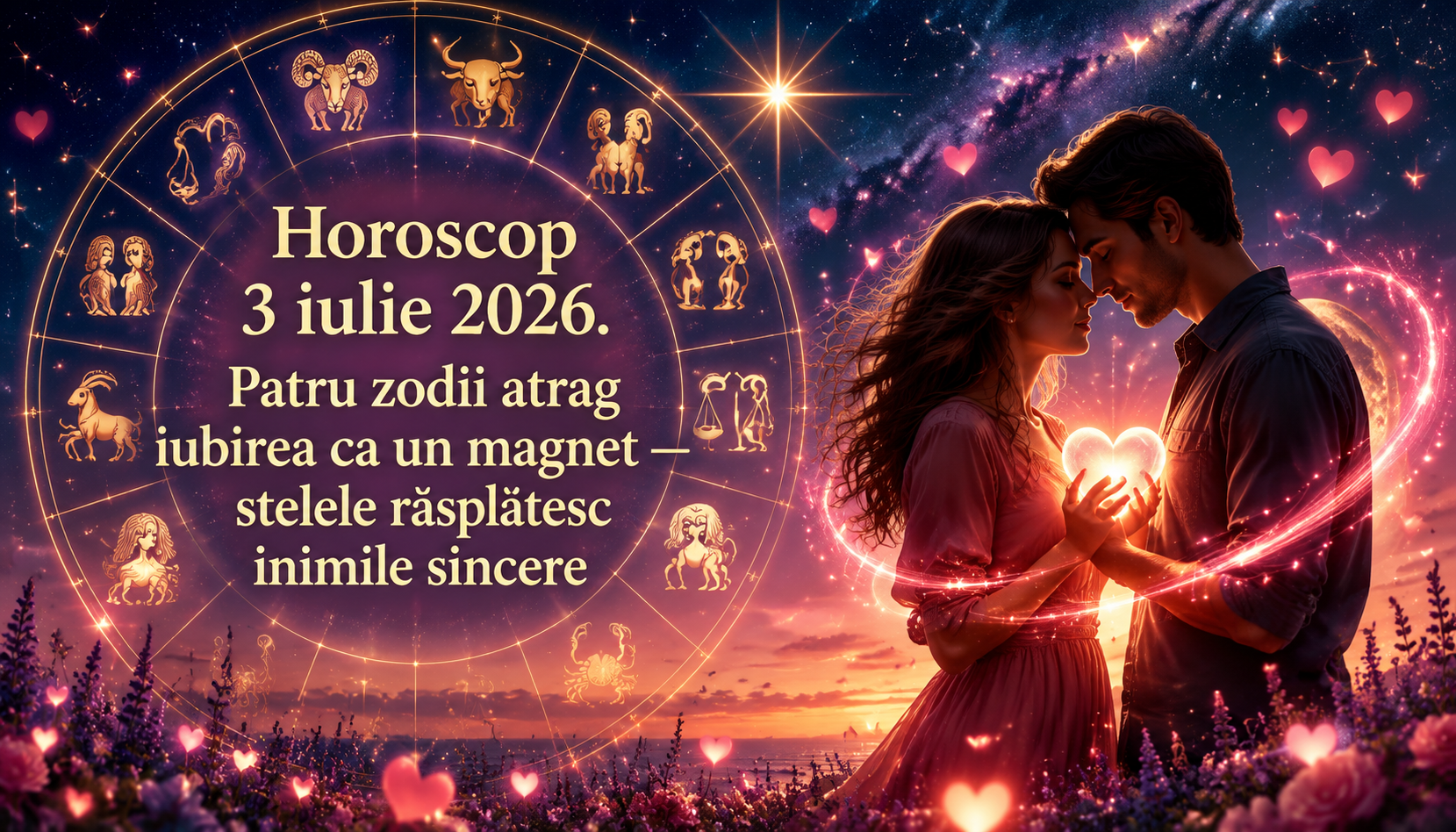 Horoscop 3 iulie 2026. Patru zodii atrag iubirea ca un magnet — stelele răsplătesc inimile sincere