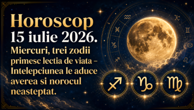 Horoscop 15 iulie 2026. Miercuri, trei zodii primesc lectia de viata – Intelepciunea le aduce averea si norocul neasteptat