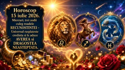 Horoscop 15 iulie 2026. Miercuri, trei zodii culeg roadele RECUNOSTINTEI – Universul rasplateste credinta si le aduce AVEREA si DRAGOSTEA NEASTEPTATA
